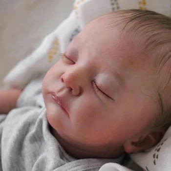 19inch Novorozené Dítě Reborn Panenka Spící Dítě Kai Realistické Soft Touch s Ručně Zakořenění Vlasy Panenka