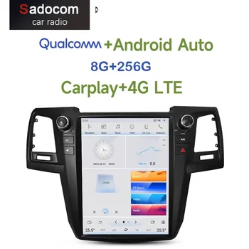 Tesla Qualcomm Carplay Auto DVD Přehrávač DSP IPS Android 11.0 8G+256G Wifi, RÁDIO, GPS, Bluetooth Pro Toyota Hilux Fortuner 2008-2015