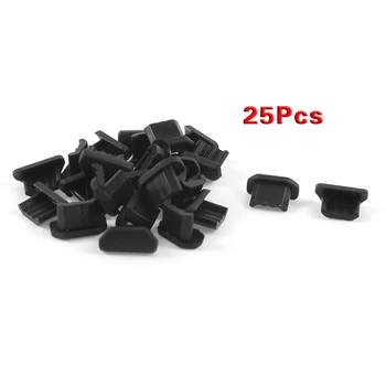 25 Ks Proti Prachu Černé Měkké Plastové Doku Kryt Micro-USB Portu Ear