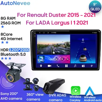 Android Multimediální Pro Renault Duster 2015 - 2021 Pro LADA Largus jsem 1 roku 2021 autorádia CPU Rádio QLED Přehrávač, Navigace, BT, Cam 5G