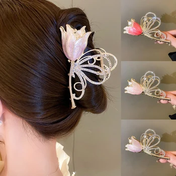 Květ Kovové Ženy Vlasy Dráp Vlasy Klipy Elegantní Květiny Duté Geometrické Kovové Vintage Čelenka Vlásenka Módní Vlasy Příslušenství