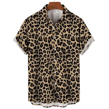 Muži Ležérní Košile 2023 Krátký Rukáv Topy Volné Oblečení Tiger Tištěné Módní Streetwear Harajuku Móda Pro Muže Havajské Košile