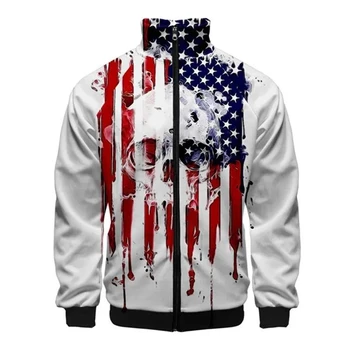 Nové USA Americká Vlajka Vzor 3D Bunda Muži Ženy Harajuku Hip Hop New Style Kabát Ležérní Límec na Zip Mikina Bunda