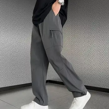 Muži Cargo Kalhoty Streetwear Men ' s Širokou Nohu Kalhoty s Multi Kapsami Měkké Prodyšné Tkaniny pro Ležérní Pohodlí, Styl Prodyšný