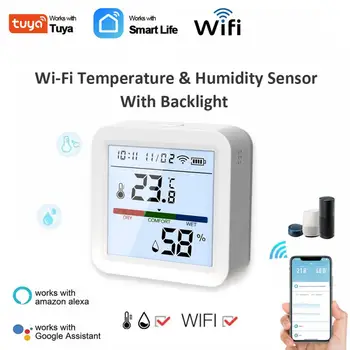 Tuya Smart WI-fi Teploty A Vlhkosti Senzor Vnitřní Vlhkoměr Teploměr S LCD Displejem Podporu Alexa Asistent