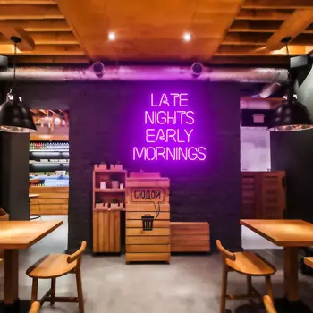 Pozdě v Noci, Brzy Ráno Custom Neon Led Znamení, Kanceláře, Salon, Studio, Obchodní Pracoviště rozsvítí Znak pro Motivaci Wall Art Dec