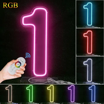 RGB Číslo 1 Neony pro První Narozeniny, Party LED Světla Značky Svatba Dekor Čísla 0 1 2 3 4 5 6 7 8 9 Lampy Děti Dárek