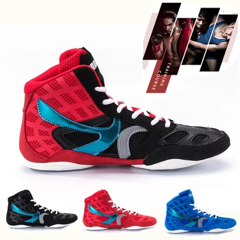 Sítě nové zápasnické boty high top ochrana nohou box tenisky dámské a pánské bojové boty profesionální wrestling boty