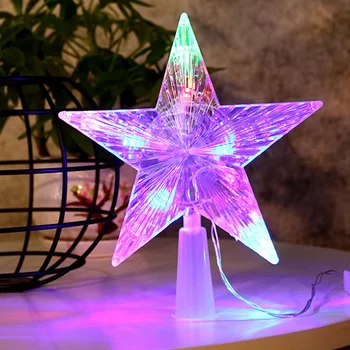 Plug Vánoční Strom Topper Star LED Osvětlené Hvězdičkový Tree Top 5-Bod, Hvězda, Noc, Světlo Korunou Hvězda Víla Světla pro Dovolenou Dekor
