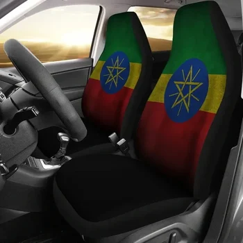 INSTANTARTS Etiopie Vlajka Univerzální Auto Přední Potahy Heavy-Duty-Protiskluzové Sedadlo Vozidla Kryt Snadná Instalace Pohodlné