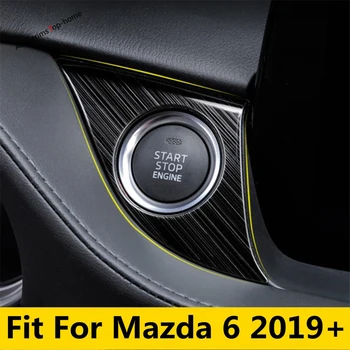 Z Nerezové Oceli Engine Start Stop Tlačítko, Klíčový Spínač Rám Kryt Střihu Vhodné Pro Mazda 6 2019 - 2021 Interiérové Doplňky