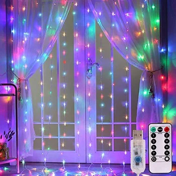 6x3M LED Víla Světla Garland USB Lampa Opony String Světla Pro Nový Rok Party Svatební Ložnice Zahrada Domácí Vánoční Dekorace