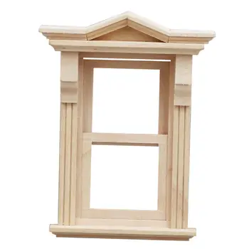 1: 12 Dřevěné Okno, Nábytek pro panenky DIY Mini Dřevěné Řemeslné Domeček pro panenky Doplňky pro Diorama Miniaturní Scény Foto Rekvizity