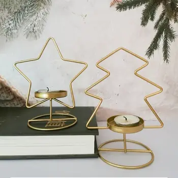 Tepaného Železa Vánoční Svícen Iron Řemesla Hvězdičkový Golden Star Svíčka Stojí Vánoční Strom, Vánoční Strom, Svíčky.