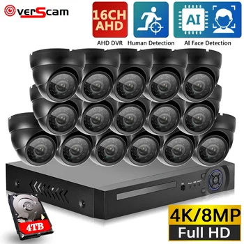 H. 265+ 16CH 8.0 MP DVR 8MP Bezpečnostní kamerový Systém Venkovní Povětrnostním vlivům CCTV Video Kupole Kovové Kamery DVR Kit HDD P2P 16 Kanál