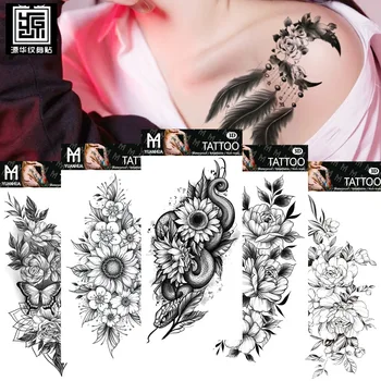 Suhua Vodotěsné Tetování Nálepka Realistické Sociální Rose Temné Dočasné Tetování Nálepka Velikost: 208*95 mm