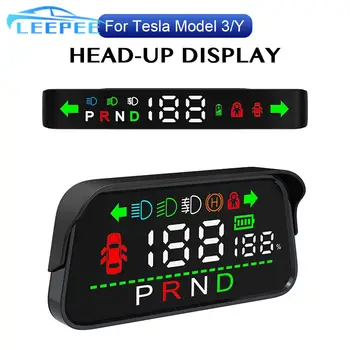 Auto Head Up Display Tachometr, Světla, Dveře Gear Brzdění Sledovat Ukazatele Pro Tesla Model 3 Y 2016-2023 Digitální Budík Nastaven