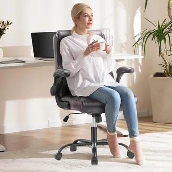 Administrativní kancelářská židle, opěrák kancelářské židle s kolečky, nastavitelná výška a překlopením opěrky,otočná počítačová židle