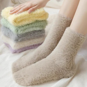 Harajuku Útulný Norka Sametové Ponožky pro Ženy a Muže Podzim a Zima Zahustit Tepelné Coral Sametové Spánku Plyšové Podlaha Plyšové Ponožky