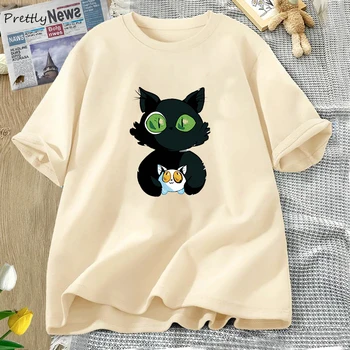 Roztomilý Daijin & Black Cat T Shirt Roztomilé Anime Suzume Č. Tojimari Iwato Cat T-shirt pro Ženy, Dívky Letní Bavlna Krátký Rukáv t-kusy