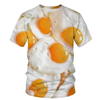Nové 2023 Módní Pánské T-shirt 3D Tisk T-shirt Hamburger, Hranolky, Koblihy, Vejce, Srandovní Jídlo T-shirt Letní Volný čas